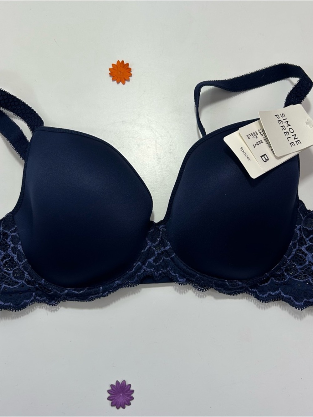 Simone Perele Ink Blue Caresse 3D Plunge 36B NWT